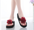 Summer  Female Mid High Heel Korean Style Sandal  Women's Ladies Summer Flower Home Wedges Beach Shoes Sandals Flip Flops Slippers. 