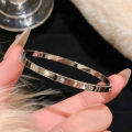 Light Luxury High-End Micro-Inlaid Full Diamond Bracelet Female Fashion Simple Titanium Steel Non-Fade Bracelet All-Match Mzea. 
