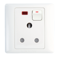 Super Star Lotus 15A 3 Pin Round AC Socket Switch with Neon Three 3Pin A/C Electrical Wall Outlet. 