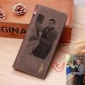 Picture Engraved Wallet PU Leather Wallet Trifold Vertical Custom Photo Wallet Holiday Gift Custom Personalized Wallet for Him.