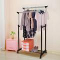 Double Hanging Cloth Stand and Shoes Rack - Silver and Black. 
