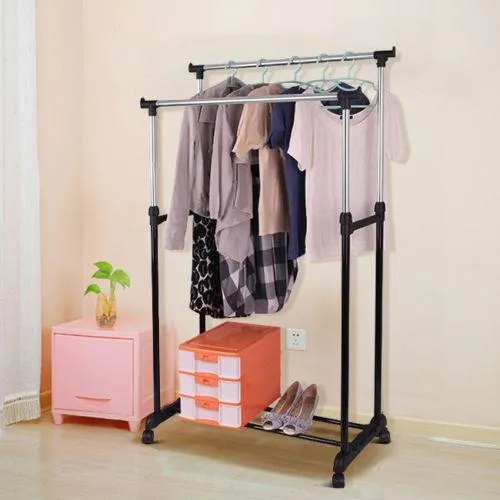 Double%20Hanging%20Cloth%20Stand%20and%20Shoes%20Rack%20-%20Silver%20and%20Black%20-%20Image%202