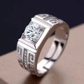 925 Thai silver men's ring personality opening adjustable wedding ring simulation diamond diamond ring men's trendy men's single. 