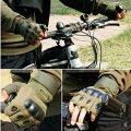 Motorcycle Military Grade Gloves Half Finger Green - Hand Gloves For Bike.