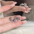 Fashion Y2K Heart Love Rings for Women INS Punk Gothic Open Geometric Finger Rings Wedding Party Trendy Girls Vintage Jewelry.