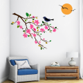 Tree with Birds Wall Sticker (PVC Vinyl, 42 inch x 30 in, Pink).
