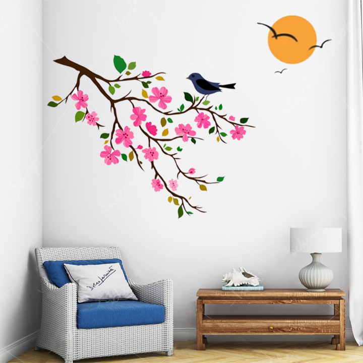 Tree%20with%20Birds%20Wall%20Sticker%20(PVC%20Vinyl,%2042%20inch%20x%2030%20in,%20Pink)%20-%20Image%202