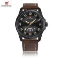 NAVIFORCE NF9124 Dark Brown PU Leather Analog Watch For Men - Black & Dark Brown.