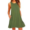 Women's Summer Casual Swing T-Shirt Dresses Beach Cover Up With Pockets Plus Size Loose T-shirt Dress.