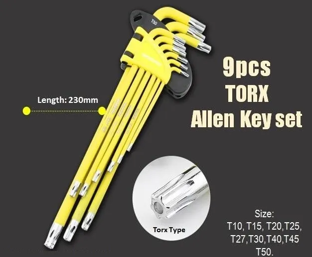 Workpro%209%20Pcs%20Long%20Arm%20Torx%20Allen%20Key%20Set%20T10%20to%20T50%20-%20Image%202