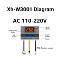 XH-W3001 AC 220V 1500W Temperature Controller Thermostat Control Switch With Digital LED for heater, incubator use. 