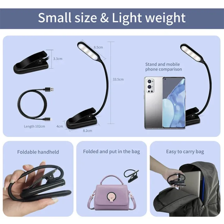 USB%20Rechargeable%20Book%20Light%2014%20LED%20Reading%20Light%203%20Color%20Temperatures%20Portable%20Flexible%20Easy%20Clip%20Bedside%20Night%20Reading%20Lamp%20-%20Image%202