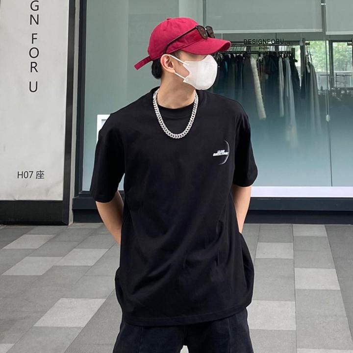 New National Fashion Loose Version Heavy round Neck Fashion BrandinsWind Cotton Short SleeveTT-shirt Versatile Couple Multi-Color Summer