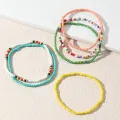 FZ0251 Naizhu Middle East India Style Jewelry Mix and match colorful rice bead anklets, multi-layered bungee string beaded footlets. 