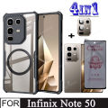 Infinix Note 50 4in1 Case Magnetic Sticker Shockproof Phone Case for Infinix Note 50 Pro 4G Anti Spy Soft Ceramic Matte Privacy Tempered Glass. 