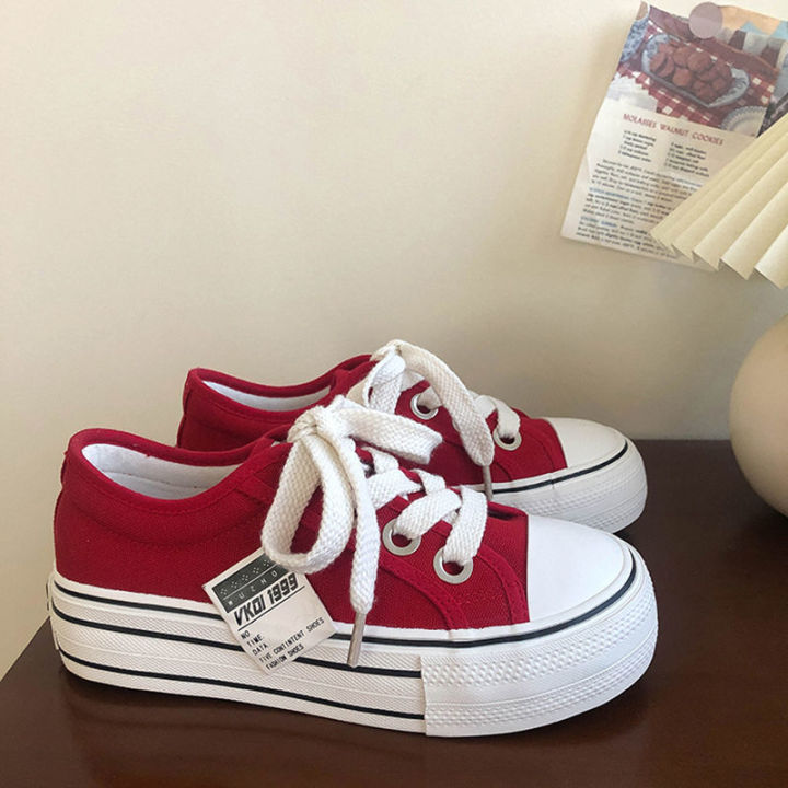 Autumn%20Red%20Shoes%20Canvas%20Shoes%20High-Top%20Women's%20Hong%20Kong%20Style2022New%20Year%20All-MatchinginsThick-Soled%20Small%20Sneakers%20-%20Image%202