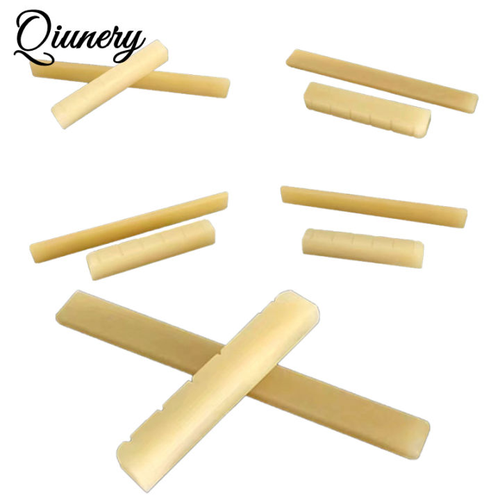 Qiunery Slotted Nut Saddle Kit 6 String Instrument Replacement Repair Accessories DIY Bridge Builder Bone Guitar Nut