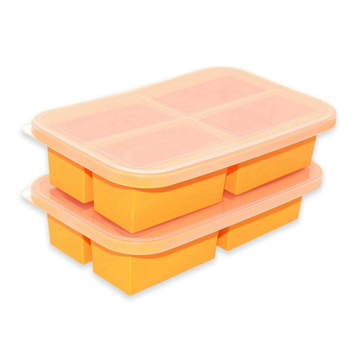 Cup Silicone Freezing Tray with Lid,2 Pc , Easy-Release Silicone Freezer Tray Food Freezer Molds