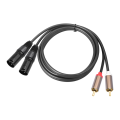 2RCA to 2xLR 3-Core XLR Cable Mixer Power Amplifier 2 RCA to 2 XLR Male HiFi Stereo Audio Connection Mic Cable Active Speaker Microphone Audio Cable.