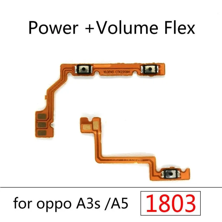 For OPPO A3s A5 1803 Power on / off Switch Button Side Volume Up Down Buttons Flex Cable Replacement Parts