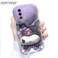 Hontinga for Vivo V23E 4G 5G Back Cover 3D Kuromi Melody Print Cream Texture Phone Case Wavy Edge Soft Silicone Cover. 
