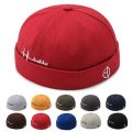 Fashion Men Cotton Docker Cap Skullcap Retro Brimless Hip Hop Hats Multipurpos Portable Solid Color Adjustable Soft Top Hats.