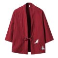 Style Harajuku Jacket Three-Quarter Sleeve Men's Tang Suit Hanfu Japanese Style Japanese Style Cardigan Robe Kimono Linen Summer. 