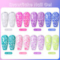 LILYCUTE 7ml Milky White Snowflake Gel Nail Polish Pink Snow Sequins Glitter Color Semi Permanent Manicure Nails Art Gel Varnish.