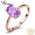 JewelryPalace Rose Gold Yellow Gold Plated Oval Natural Amethyst Citrine Garnet Topaz Peridot 925 Sterling Silver Ring for Women.