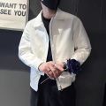 Men White Jacket Korean Style Fashionable All-Matching Solid Color Simple Men's Clothing Clothes Spring and Autumn Ruan Shuai New Coat.