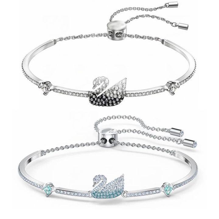 Swarovski%20Gradient%20Black%20Blue%20Swan%20Bracelet%20Women's%20Swarovski%20Elements%20Crystal%20Blue%20Swan%20Pull%20Shrink%20Bracelet%20-%20Image%202