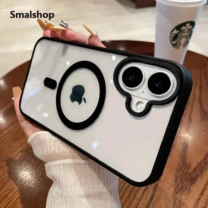 Luxury%20Acrylic%20Magnetic%20Clear%20Case%20For%20iPhone%2016%2015%2014%2013%2012%2011%20Pro%20Max%2016%20Plus%20Magsafe%20Wireless%20Charge%20Hard%20PC%20Girls%20Pink%20Cover%20-%20Image%204