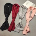 【NEW】 Fashion Neckerchief Women Headband Hair Scarf Silk Satin Bag Scarves Female 145*15Cm Long Wraps Black Red Pink Scarfs For Ladies.