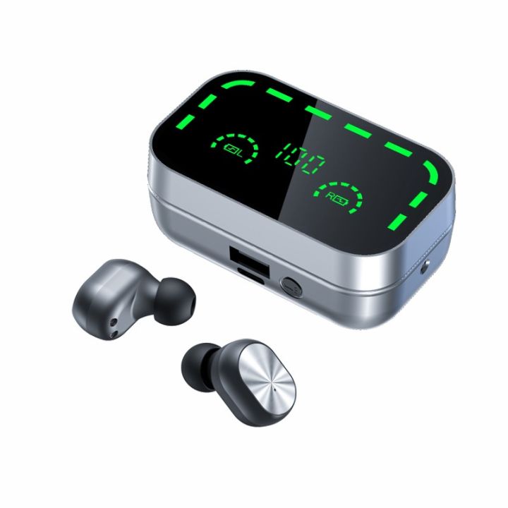 【FUPANG】TWS Bluetooth Earphone Sports Music Handfree Call Earbuds HIFI Stereo Wireless Noise Cancelling Control Headset with LED Charging Case and Flashlight