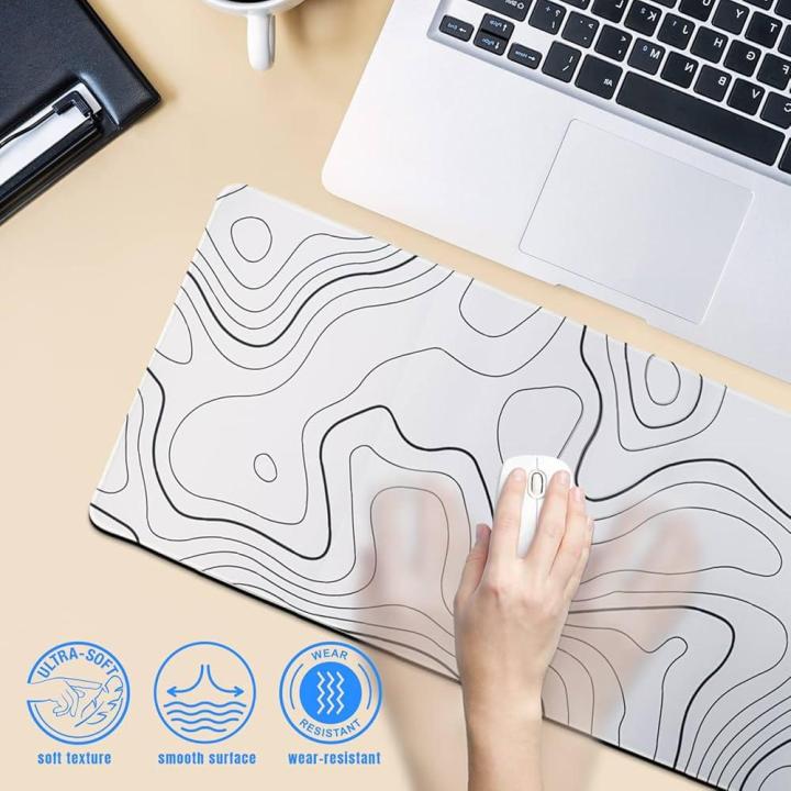 WHITE%20&%20BLACK%20Large%20Gaming%20Mouse%20Pad%2090x40cm%20(35.4x15.7in)%20-%20Non-Slip%20Rubber%20Base%20Desk%20Mat%20&%20Keyboard%20Pad%20for%20Gaming,%20Office%20-%20-%20Image%202