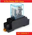 AC 220 Volt Flat 8 Pin DPDT Electromagnetic Power Relay with Base. 