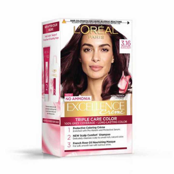 L'Oreal Paris Excellence Creme Hair Color 3.16 Burgundy 72ml+100g