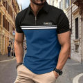 Spring Summer Autumn New Men's Short-sleeved Polo Shirt Sports Fitness Fashion Color Contrast Zipper High Quality Polo Shirt.