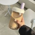 500/850ml Water Bottles Juice Milk Plastic Cup with Lid Straw Bubble Tea Coffee Cups Large Capacity Drinkware Transparent. 