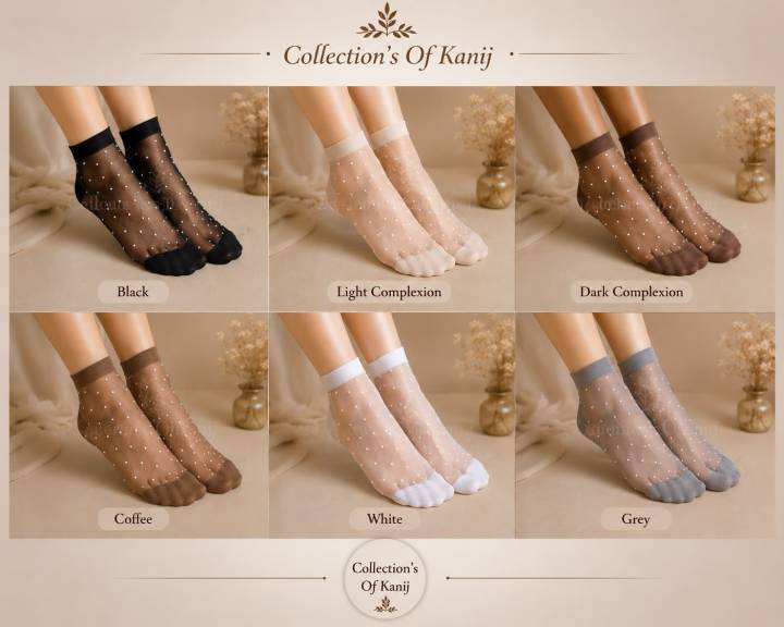 6 Pair 6 Colour Crystal Polka Dot Socks For Women