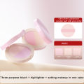 New Two-color Multi-purpose Pressure Powder Brightens High Gloss Makeup Setting Pressure Powder Dry Wet Lasting Powder Blusher. 