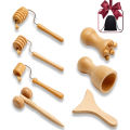 7Pcs/set Face Massagers Gua Sha Tools Wood Therapy Meridian Massage Kit Roller Facial Lifting Masajeador Maderoterapia Scraper Lateil.