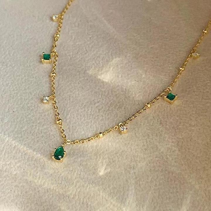 Ins%20Style%20Luxury%20Emerald%20Rhinestone%20Teardrop%20Necklace%20-%20Green%20Crystal%20Clavicle%20Chain%20for%20Women%20-%20Image%207