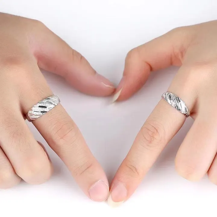 Silver%20Ring%20999%20Pure%20Silver%20Meteor%20Shower%20Frosted%20Ring%20Men's%20and%20Women's%20Gypsophila%20Ring%20Open%20Couple%20Ring%20-%20Image%204