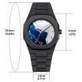 Men's Arabic Numeral Quartz Watch PC Plastic Material- Aura Arabic Watch - Black.