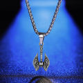 AliExpress cross-border e-commerce supply stainless steel men's Viking tomahawk pendant necklace titanium steel retro personality pendant. 