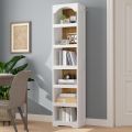 Furnisha Craft 6-Tier Arched Bookcase with Top Design, Modern Farmhouse Tall Open Bookcase Skinny Display Corner Storage Bookshelf for Home Office, Living Room, 72/16. 