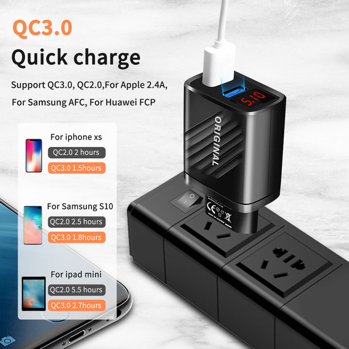 Dual%20USB%20Fast%20Charger%2018W%20Quick%20Charge%203.0%20EU/US/UK%20Plug%20Wall%20Charger%20Portable%20Phone%20Adapter%20For%20iPhone%2015%2014%20Pro%20Xiaomi%20Samsung%20-%20Image%202