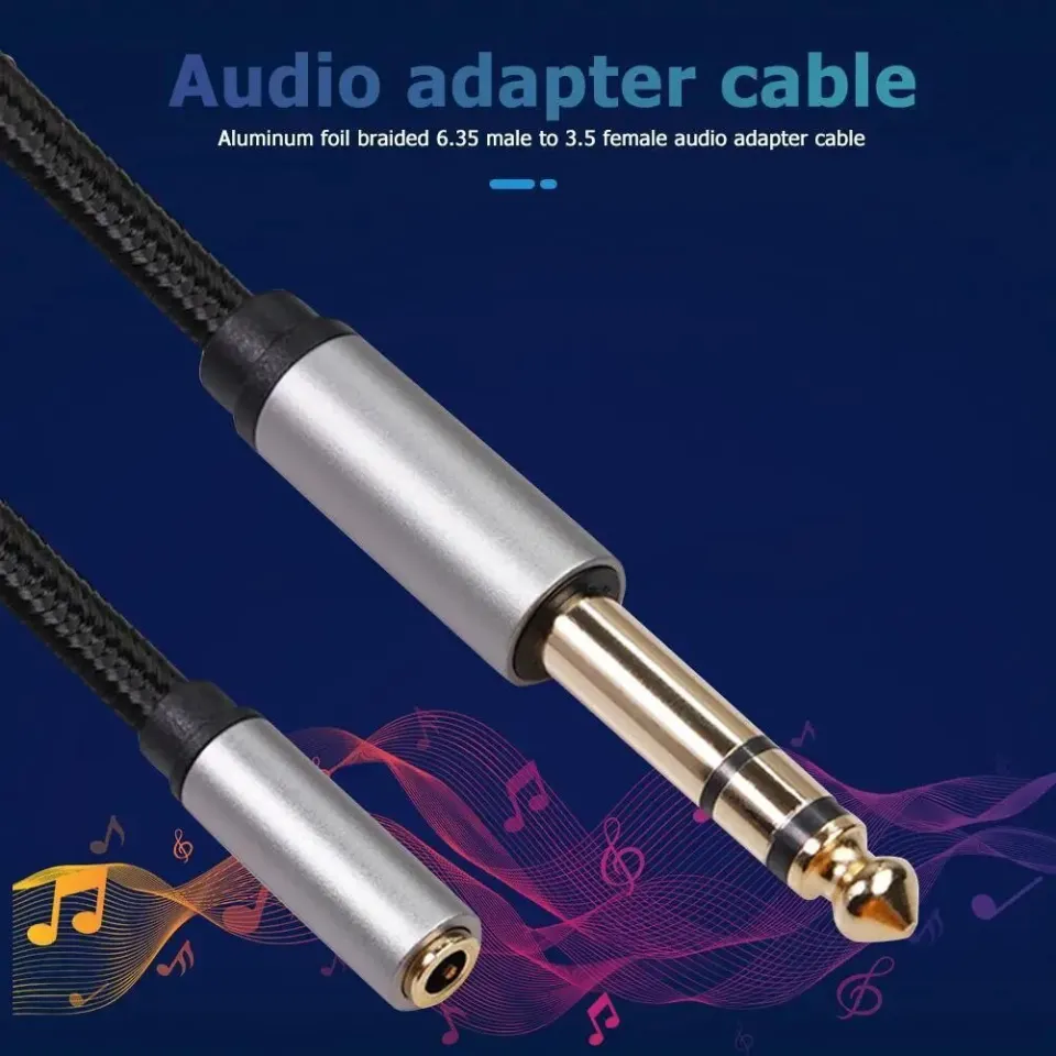1 Pcs New 6.35mm 1/4 Male To 3.5mm 1/8 Female Connector