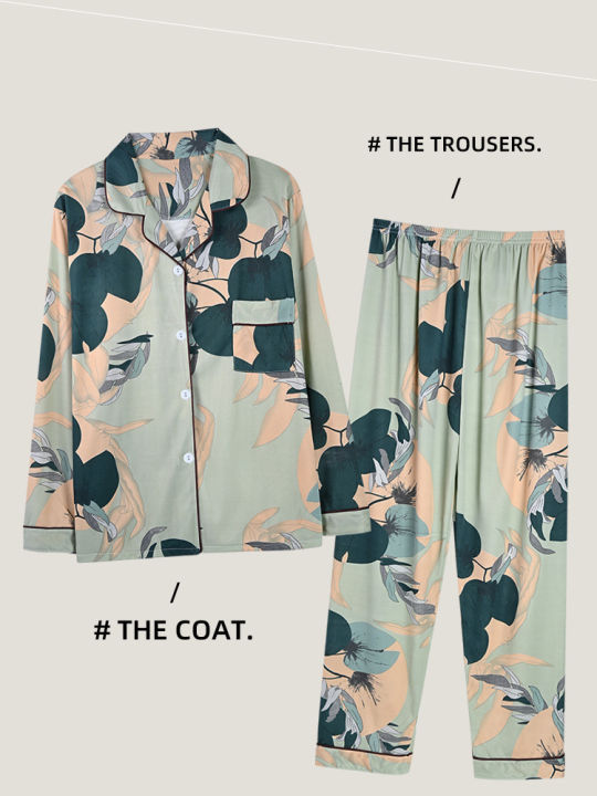 Women's%20Pajamas%20Pajama%20Pants%20Set%20Button%20Shirt%20Casual%20Dress%20Girls%20Casual%20Clothing%20Cardigan%20Style%20Mom%20Home%20Apparel%20Conservative%20-%20Image%204
